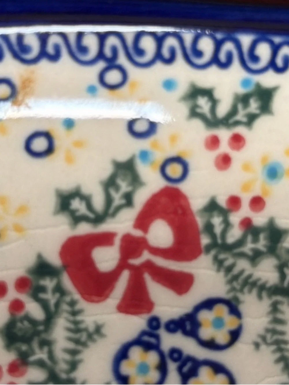SIGNED Vena Polish Pottery Unikat Christmas Wreath Oval Platter